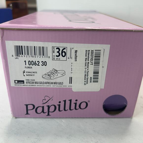 Papillio by Birkenstock Florida Sandal African Wax Gold 1006230 Unisex L5/M3 NWB - Picture 10 of 10